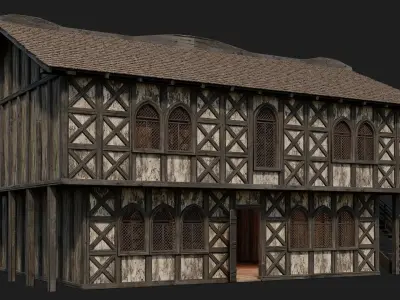 Old Medieval House Building 4K Textures GameReady 174 Low-poly 3D model
