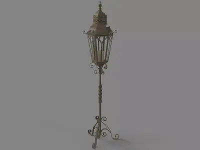 Brown Metal Rustic Candle Lantern 3D model