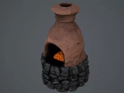 Fan art of primitive Furnace  Low-poly 3D model