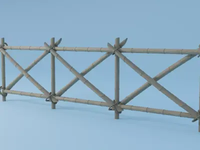 Fence Set Low Poly Game Ready Low-poly 3D model barbed wire Low-poly 3D model