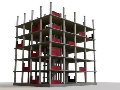 Under construction Building Low poly  3D model