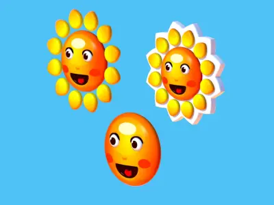 Summer Sun Logotype Sign - Subdivision 3D model