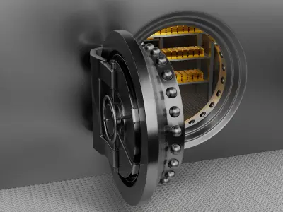 Bank Vault room with gold 3D model