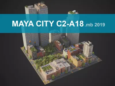 City District C2-A18 MAYA Low-poly 3D model
