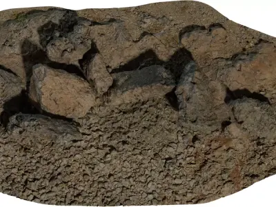 Rocky Ground Slice Low-poly 3D model