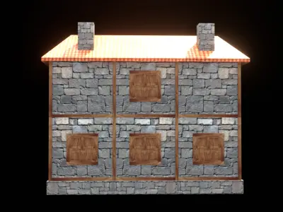 medieval house low poly village town residential house  99 Low-poly 3D model