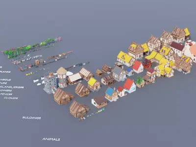 Village Asset Packa Low-poly 3D model