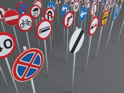road traffic sings pack 3D model