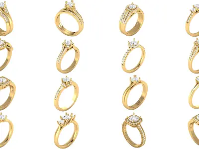 31 Women Engagement Ring 3dm STL OBJ FBX Details Collection  3D Model Pack