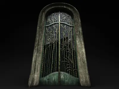 Door Art nouveau animated Low-poly 3D model