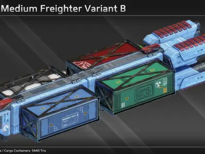 Civilian Freighter Spaceship Collection 3D Model Pack