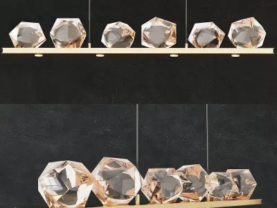 Chandelier five balls hanging from chain 3D model