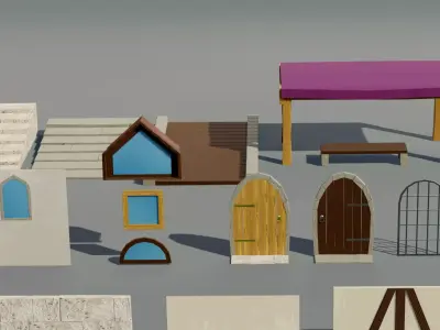 Stylized Medieval Modular Pack Low-poly 3D model