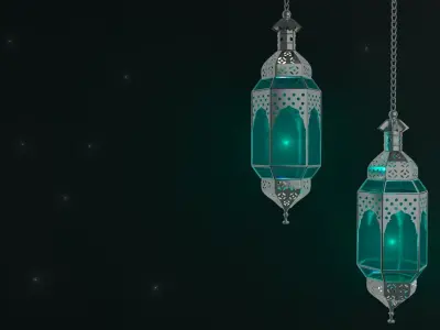 blue Ramadan fanous lantern Islamic 3D model