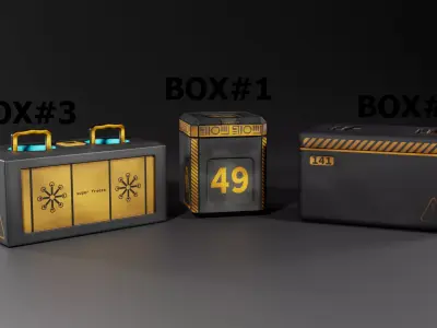 Sci-Fi cases set Low-poly 3D model