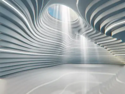 Abstract Concept hall inteiror clear 3D model