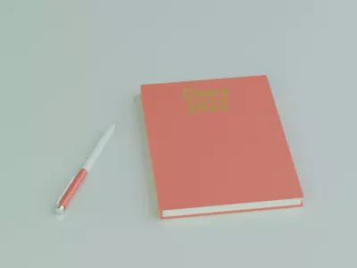 Pen and Diary 2022 3D model Low-poly 3D model