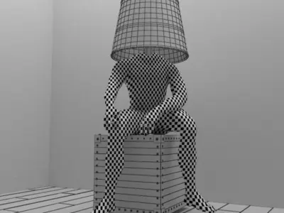 sitting man floor lamp 3D model