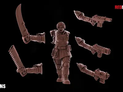 Shock Troops - Female Squad of the Imperial Force 3D print model