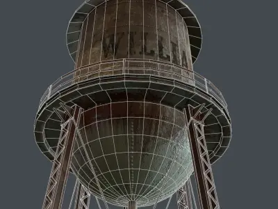 PBR Water Tower Low-poly 3D model