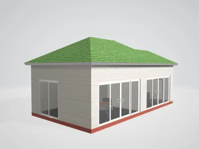 Office house with roof 3D model