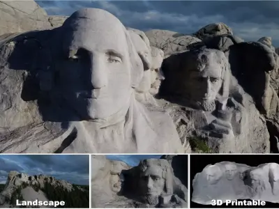 Mount Rushmore Landscape and 3D Printable 3D model