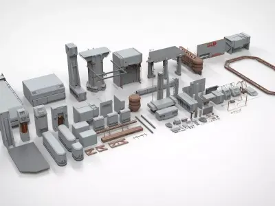 Sci-Fi architecture Elements collection 12 3D model