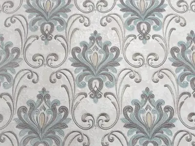 Teal Silver Damask Wallpaper  Texture