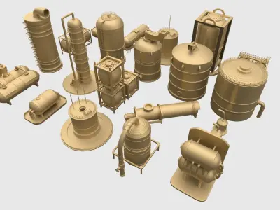 Industrial Tanks Low-poly 3D model