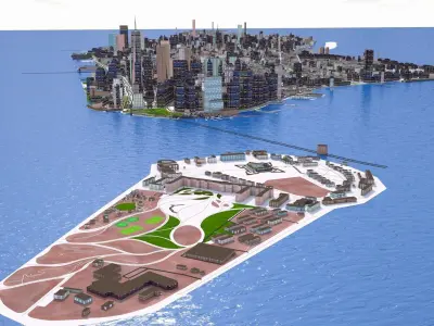 Manhattan Suburb New York City NY September 2021 Low-poly 3D model