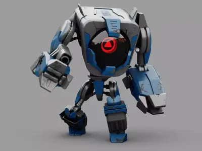 Combat Droid mecha rigged character 3D model