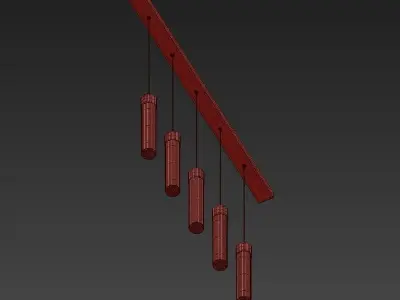 FORTE pendant light with five gold tubes 3D model