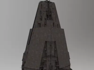 Sci-Fi City dystopia pyramid Ship 3D model