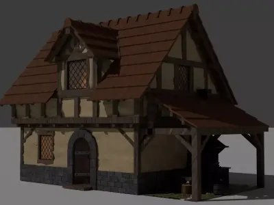 Medieval Blacksmith House  Detailed GameReady 3D Asset Low-poly 3D model