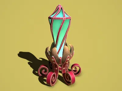 Fantasy flower obelisk Low-poly 3D model