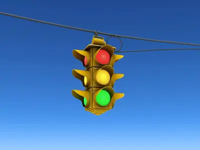 Hanging Traffic Lights Low-poly 3D model