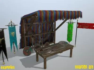 market  bench Low-poly 3D model