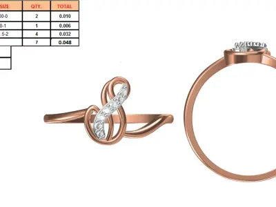 Light Weight Wedding Engagement Women Ring STL JCD Details 3D print model 59