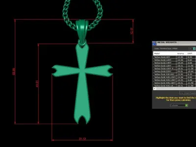 Light Gold 18K Cross Pendant 1CP005 3D print model