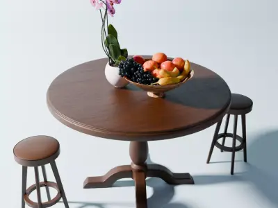 Table with fruit and flower Free 3D model