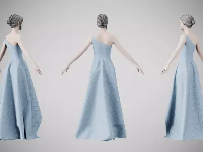 Dress 28 Light Blue Low-poly 3D model