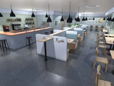 Foodie restaurant Low-poly 3D model