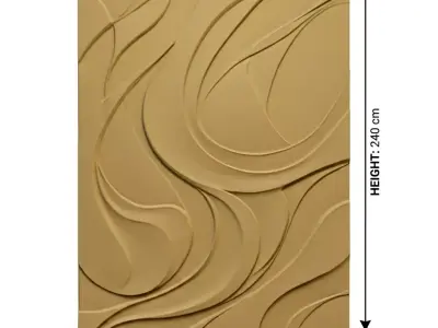 Modern Wave Relief Panel Wall Decor Set STL Mural CNC 366 3D model