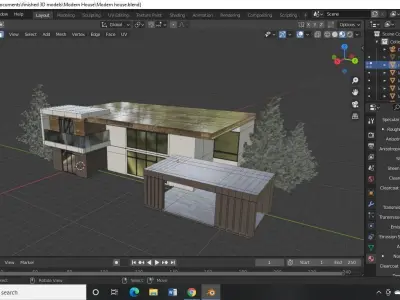 Modern house model exterior Free low-poly 3D model
