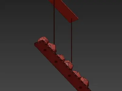 Chandelier five balls hanging from chain 3D model