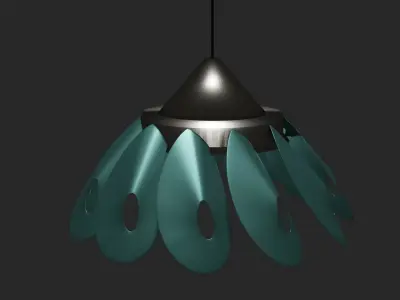 Brass Floral Pendant Lamp 3D model