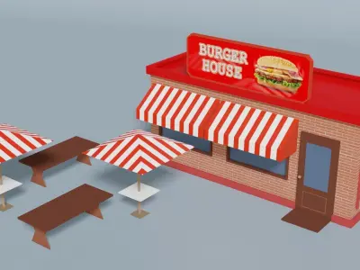 burger house Low-poly 3D model