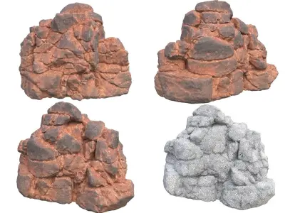 High poly Black Yellow Desert Rock  A 211119 3D model