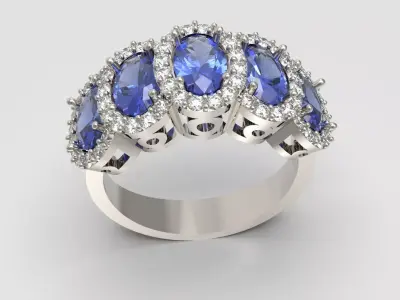 Blue Meridian Pave Ring 3D print model