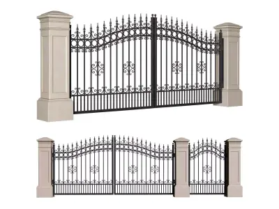 Entrance Forged Gates in classic style 3D model